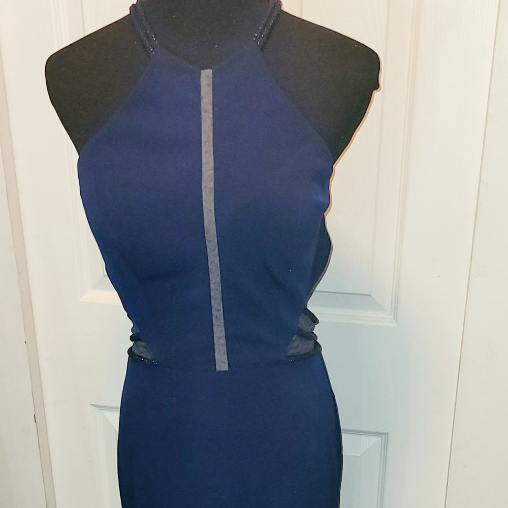 Sexy Coture Navy Blue gown with side slit